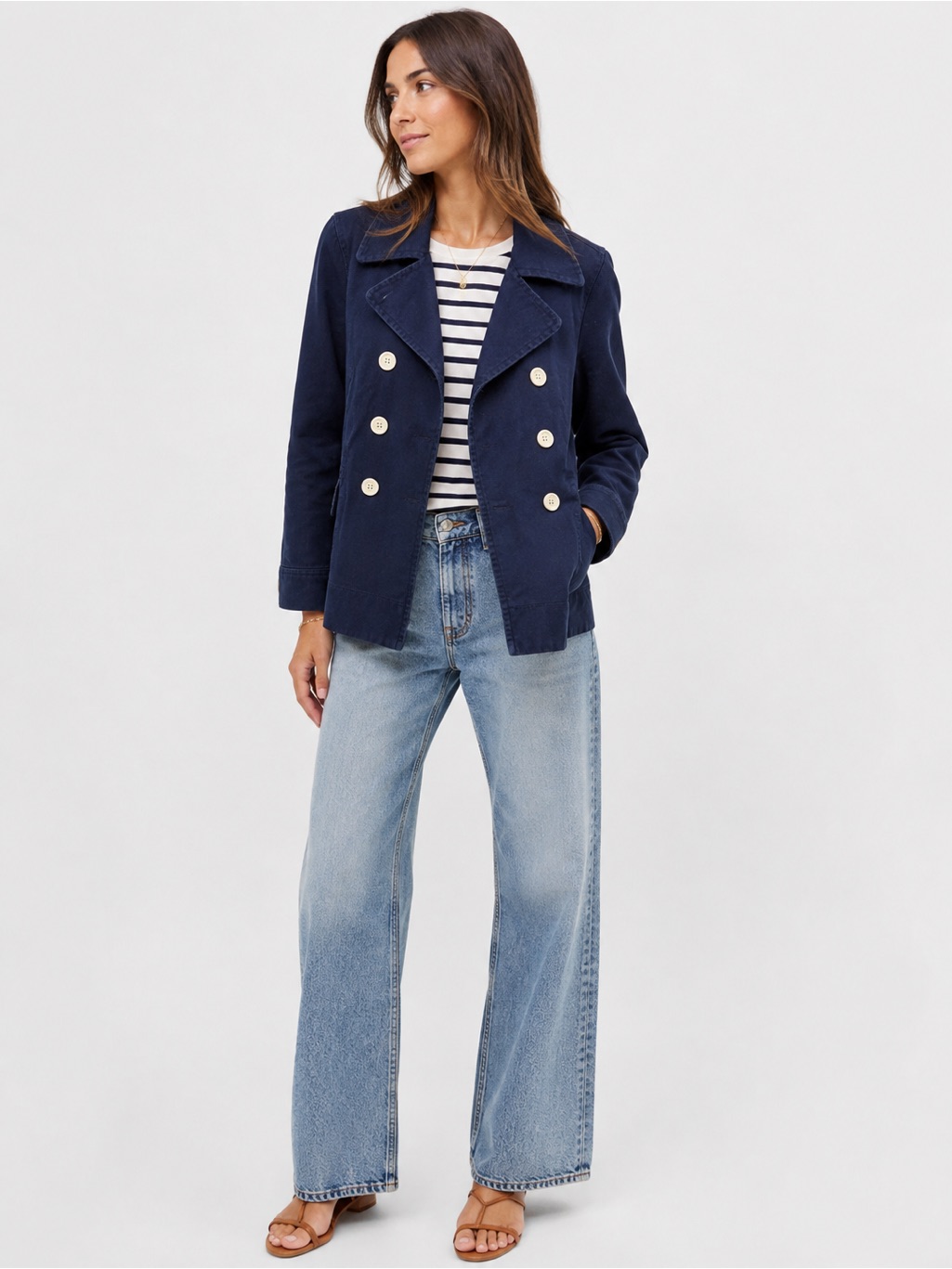 J.Crew Navy Corduroy Double Breasted Peacoat Jacket Size 2